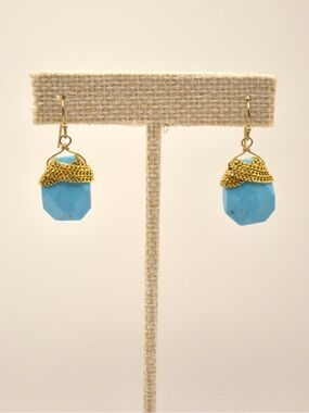Gold-Finish Turquoise Drop Earrings - Women's Jewelry